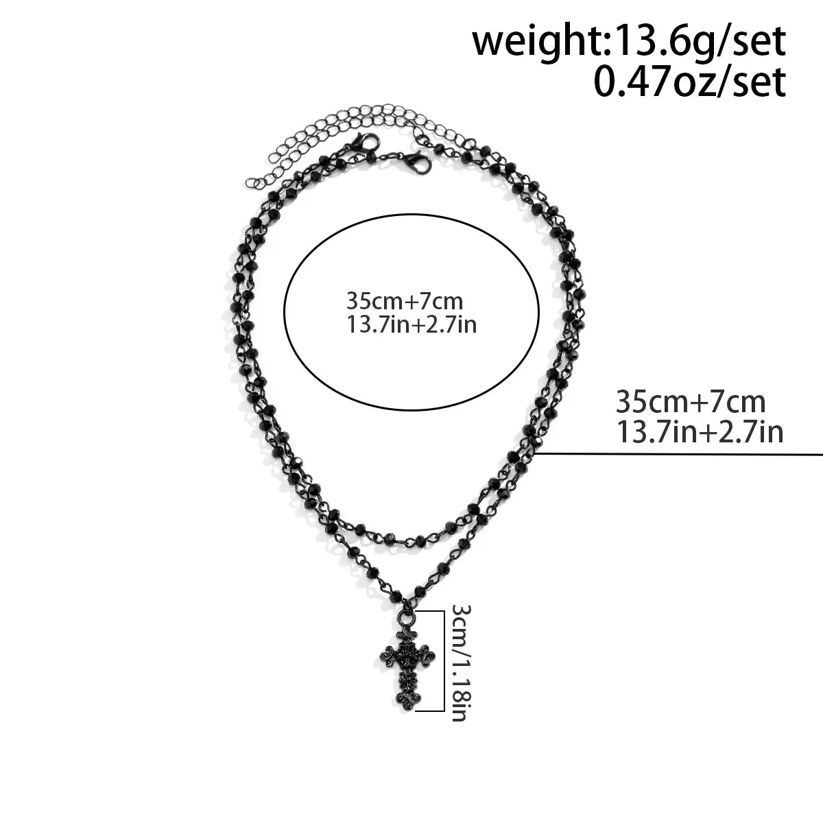Gothic Black Cross Jesus Pendant Choker Necklace