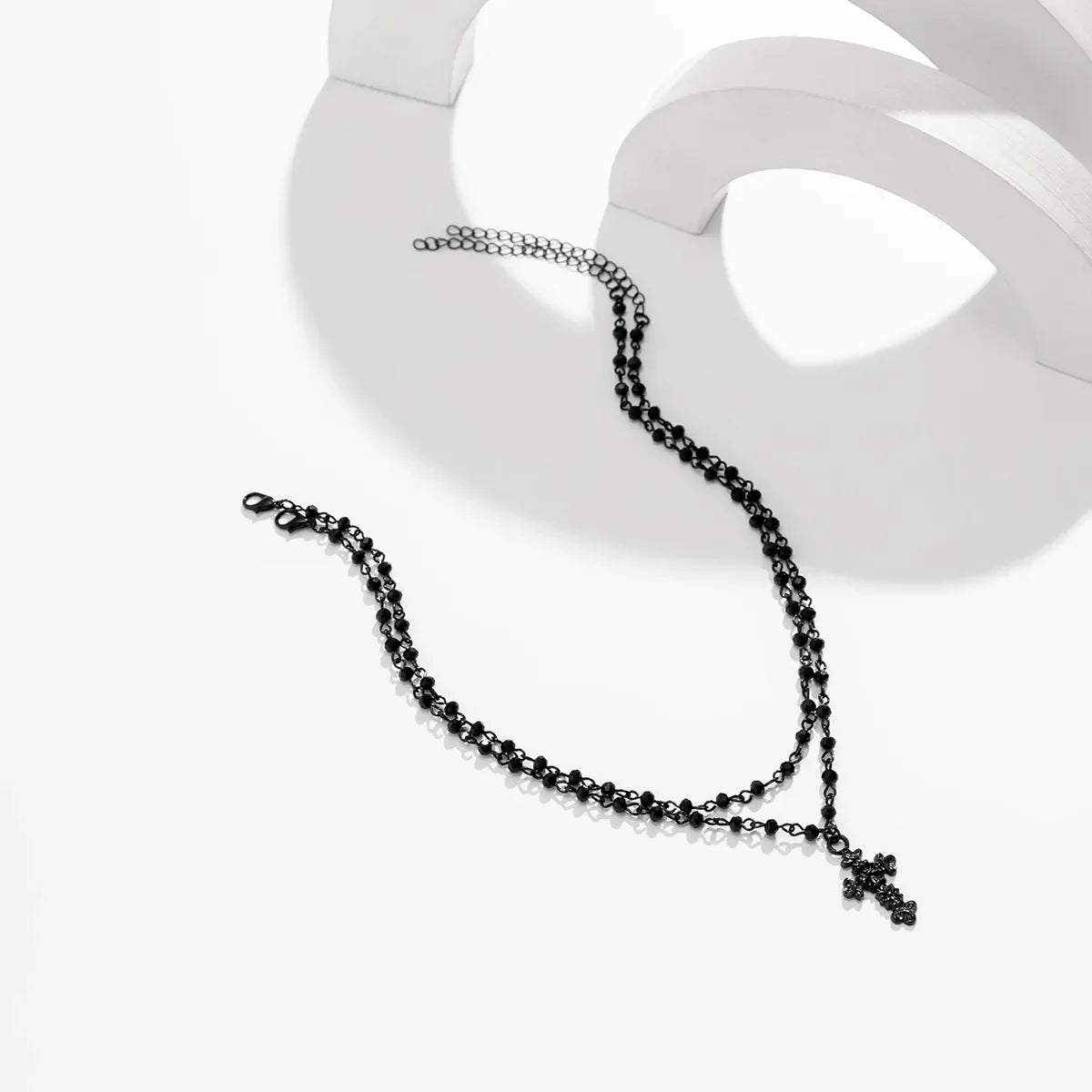 Gothic Black Cross Jesus Pendant Choker Necklace