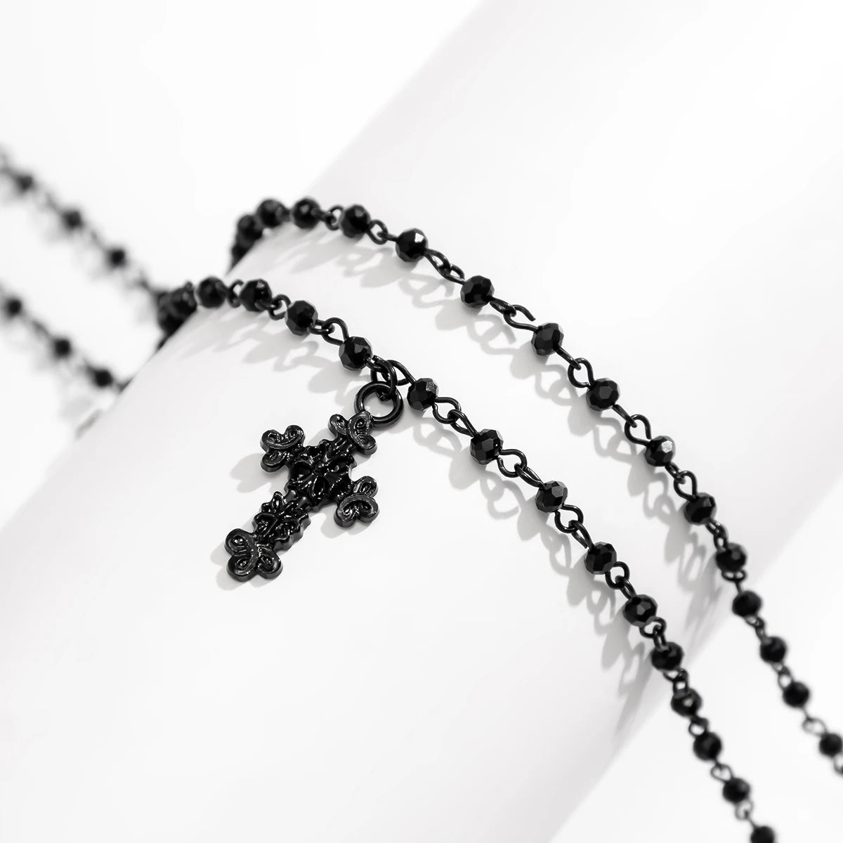 Gothic Black Cross Jesus Pendant Choker Necklace