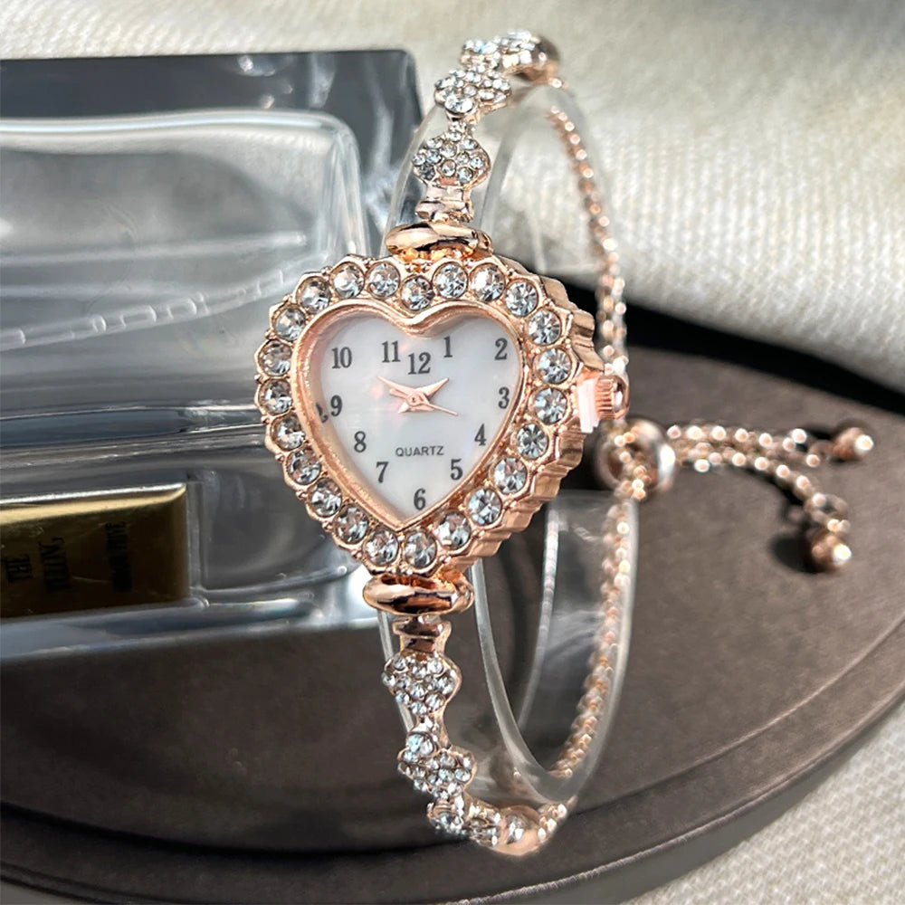 Heart-shaped Watch for Women with Adjustable Bracelet
