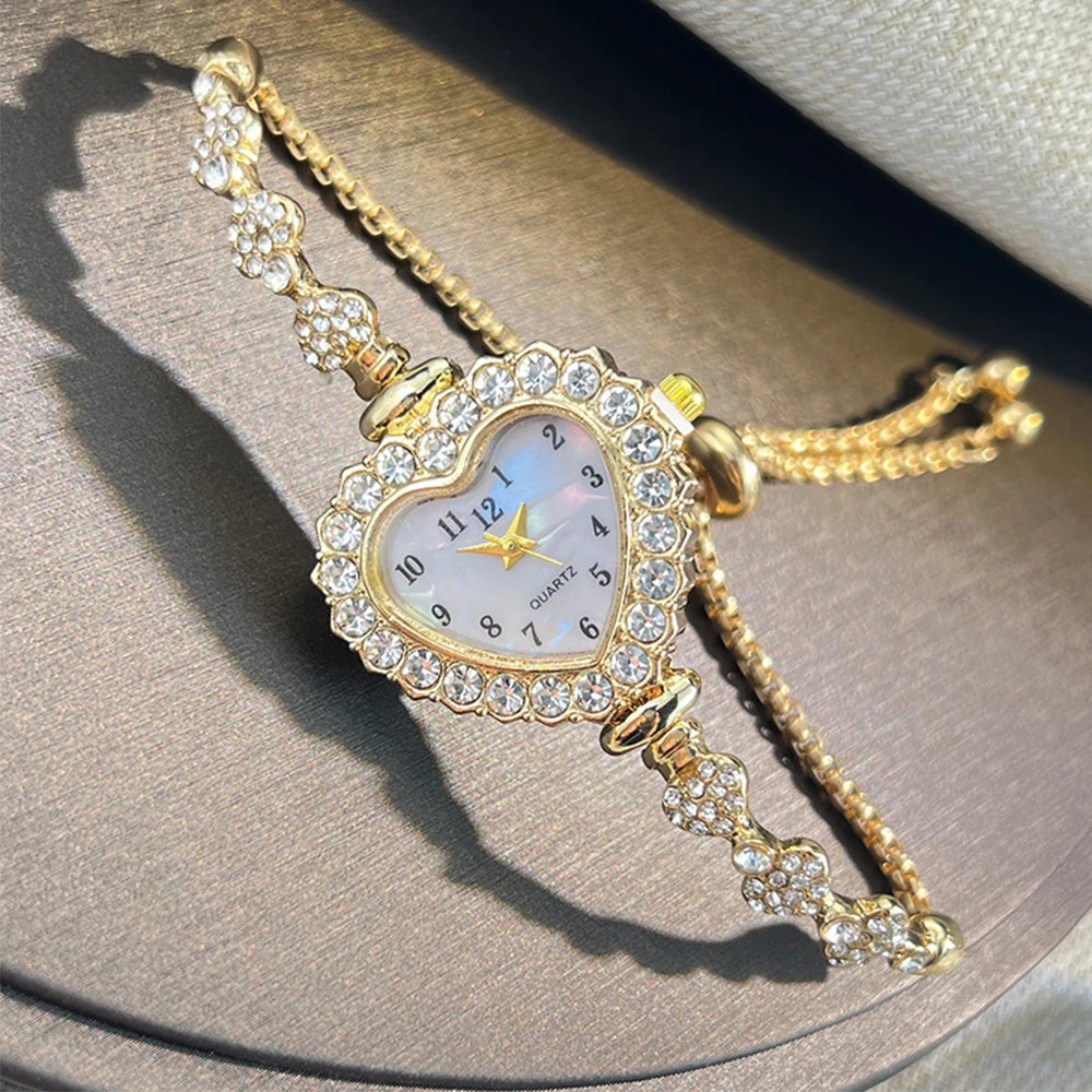 Heart-shaped Watch for Women with Adjustable Bracelet