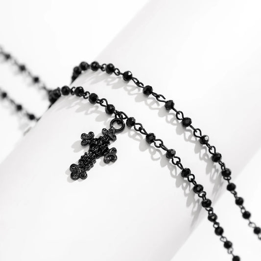 Gothic Black Cross Jesus Pendant Choker Necklace