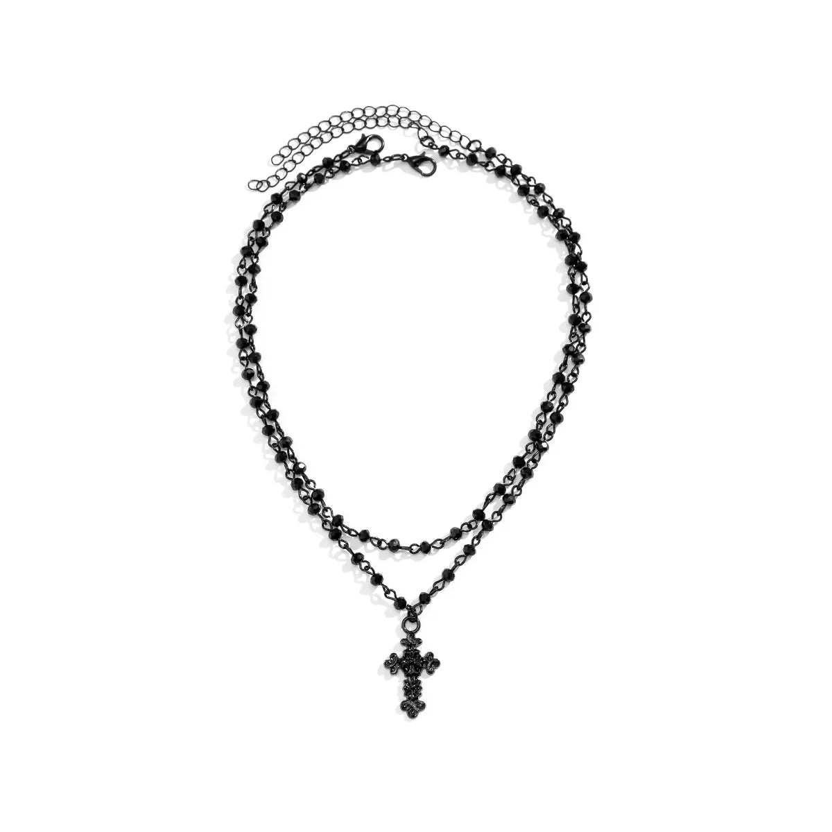 Gothic Black Cross Jesus Pendant Choker Necklace