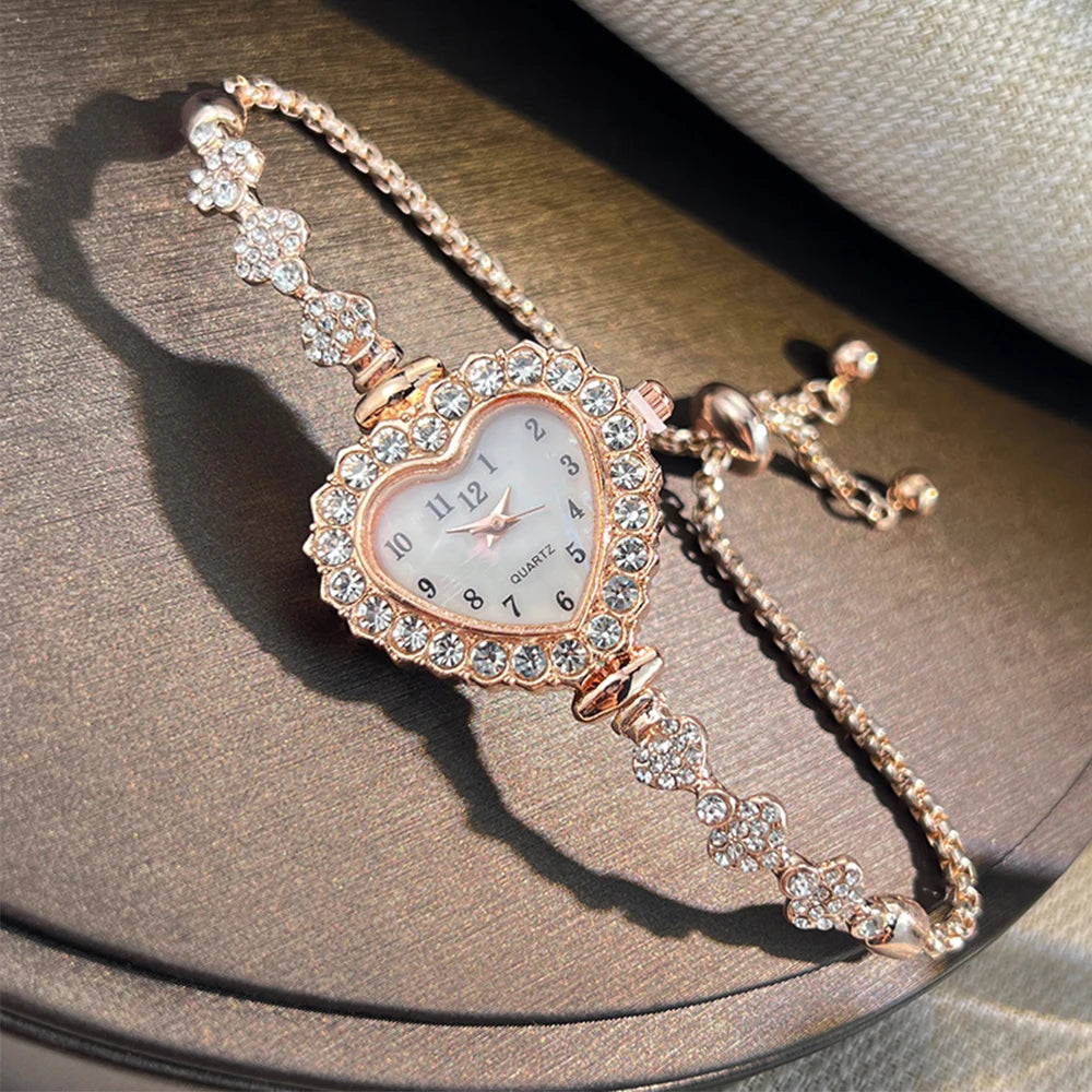 Heart-shaped Watch for Women with Adjustable Bracelet