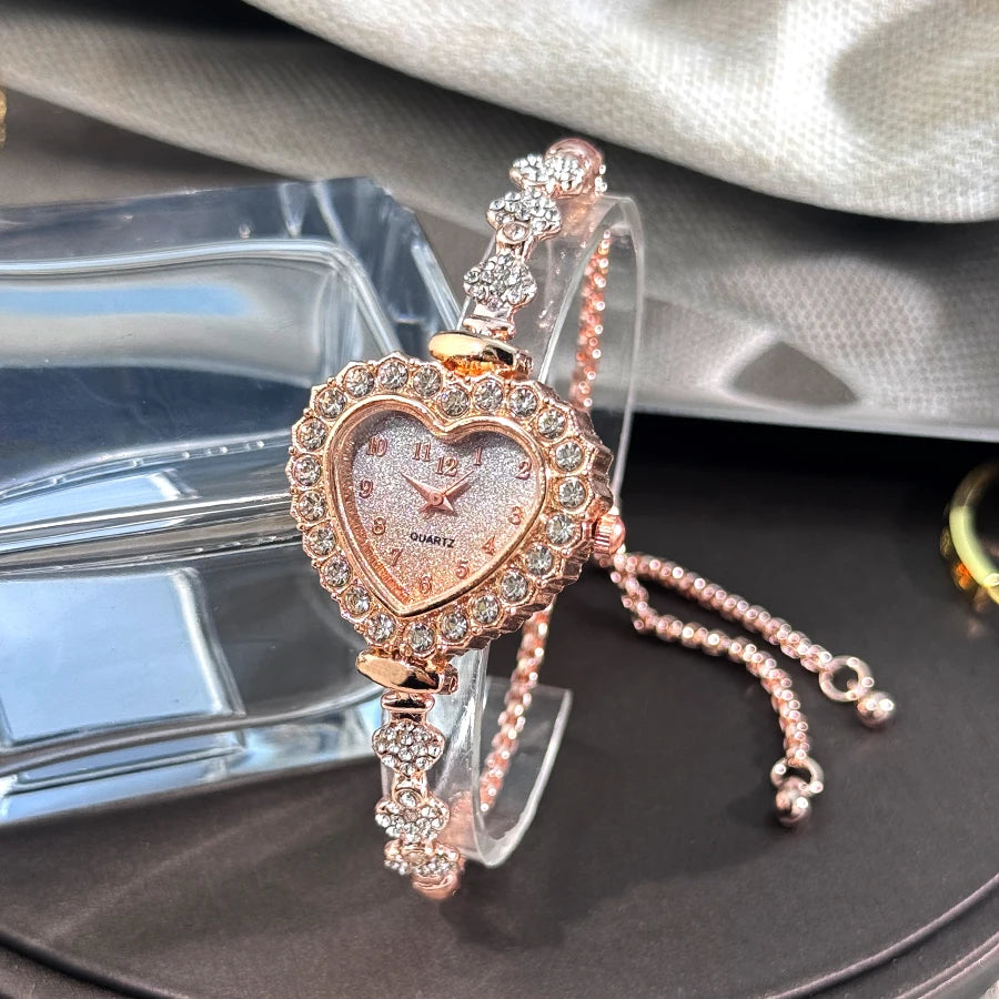 Heart-shaped Watch for Women with Adjustable Bracelet