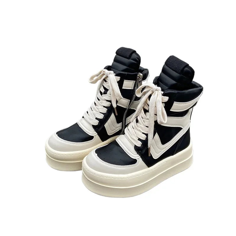 Rick Owens style High Top Suede Genuine Leather Lace Up Sneakers