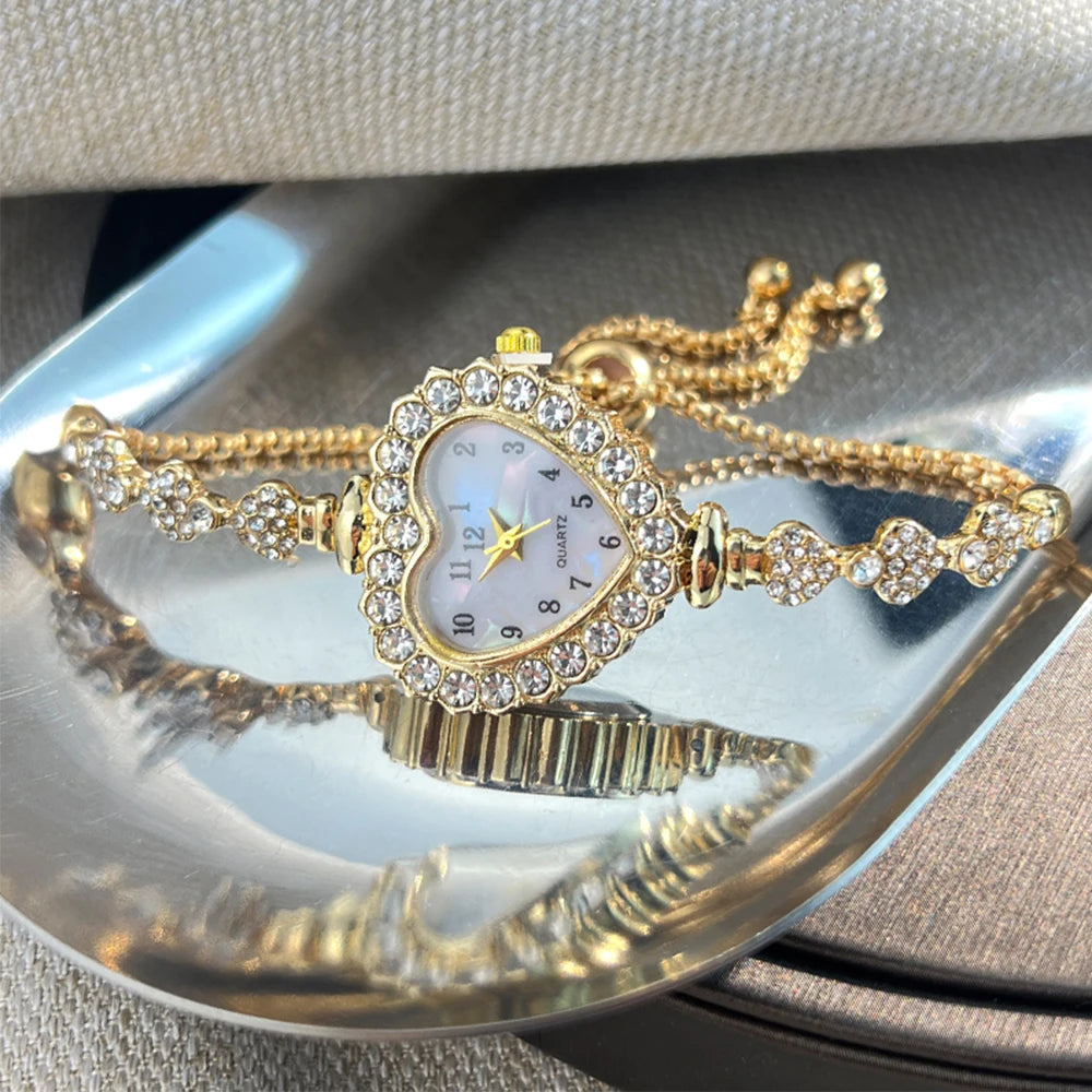 Heart-shaped Watch for Women with Adjustable Bracelet